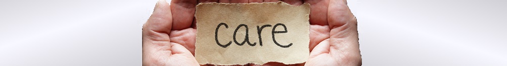 Hands cupped holding the word CARE